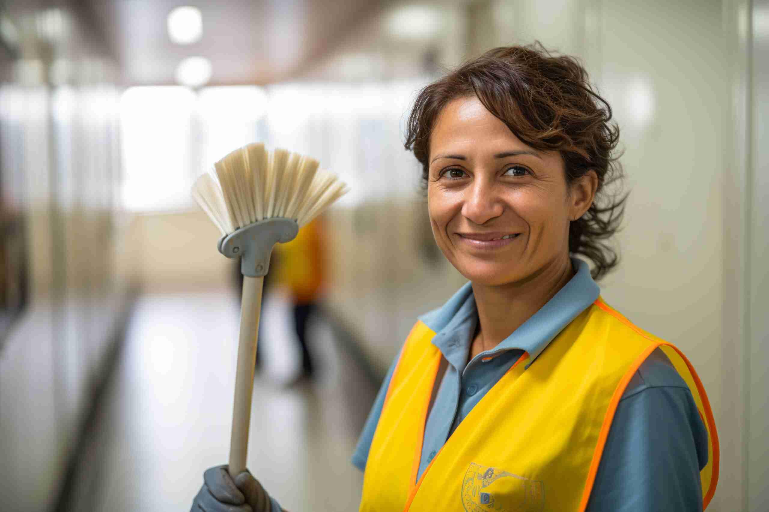 Smiling cleaning staff member